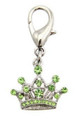 Green Royal Crown King or Queen Crystal Dog Collar or Purse Charm, Zipper Pull