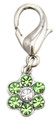 Green Crystal Flower Charm for Pet Dog Collar or Purse Charm, Zipper Pull
