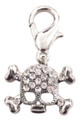Clear Skull D-Ring Crystal Pet Collar Charm, Zipper Pull , Purse Charm