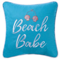 "Beach Babe" Embroidered 10 x 10 Pillow with Sea Shell Bra