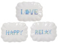 Set of 3 Love Happy & Relax Sea Shell Scalloped Edge Tidbit Serving Dishes
