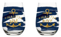 Set of Two - Nautical Nauti Girl and Boy Stemless Wine Glasses