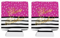 Set of 2 Gold Lettered Pink and Gold - Cheers Bitches!  Koozie Set