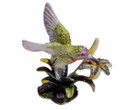 Hummingbird with Lily Figurine Bejeweled Trinket Box w Matching Necklace