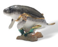 Manatee Figurine Bejeweled Crystal Trinket Box with Matching Necklace
