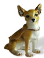 Sitting Chihuahua Crystal Figurine Bejeweled Trinket Box w Matching Necklace