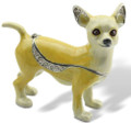 Standing Chihuahua Crystal Figurine Bejeweled Trinket Box w Matching Necklace