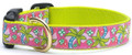 Tropical Pink & Green Palm Trees Premium Ribbon Dog Collar