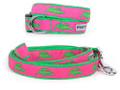 Preppy Pink and Green Alligator Dog Collar by Worthy Dog