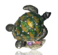 Green Sea Turtle Figurine Bejeweled Trinket Box w Matching Necklace