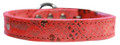 Red Metallic Leather Speckled Dragon Snake Skin Embossed Dog Collar