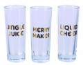 Set of Three Gold Christmas Holiday Shot Glasses - Jingle Juice