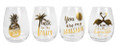 Set of 4 Tropical Gold Foiled Stemless Wine Glasses