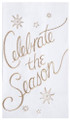 Celebrate the Season Metallic Gold Embroidered Christmas Holiday Kitchen Towel