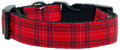 Red Plaid Christmas Holiday Premium Ribbon Dog Collar