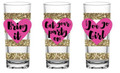 Set of Three Shot Glasses w Gold Bling - Bring It, Get Your Party On, You Go Girl