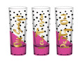 Set of 3 Gold & Pink  Shot Glasses With Sayings - Oh Snap, I Can't Even, Party On