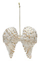 Set of Two Resin White Angel Wings Ornament with Gold Accents