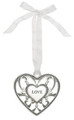Wholesale Lot of 7 Silver Open Scroll Love Heart Ornaments with Bling