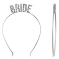 Bride Glittery Silver Party Headband for Bachelorette Parties, Bridal Shower
