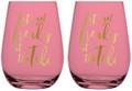 Set of 2 Let's Get Freaky at the Tiki Stemless Wine Glasses w Gold Lettering