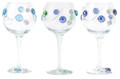 Set of Three Assorted Wine Glasses with Silver Scroll Wire and Beads