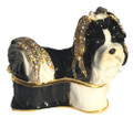 Standing Shih Tzu Hinged Bejeweled Box with Matching Necklace