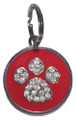 Red Enamel Crystal Paw Charm for Dog Collar or Zipper Pull, etc.