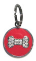 Red Enamel Crystal Bone Charm for Pet Dog Collar or Zipper Pull, etc.