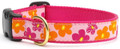 Flower Power Orange & Pink Premium Ribbon Dog Collar and/or  Lead