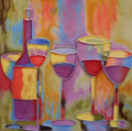 Tile Craft Glossy Colorful Wine Glasses Ceramic Art Trivet 8 x 8