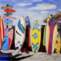 Tile Craft Glossy Surfboard Cluster Ceramic Art Trivet 8 x 8