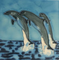 Tile Craft Glossy Dolphin Family Ceramic Art Trivet 6 x 6