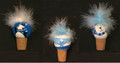 Set of 3 Assorted Christmas Winter Wine Bottle Stoppers w Feathers & Beads
