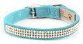 Tiffi Blue Giltmore 3-Row Swarovski Crystal Ultrasuede 1/2" Dog Collar