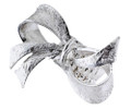 Large Silver Bow One Size (Elastic) Stretch Cocktail Ring