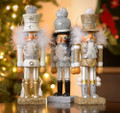 Set of 3 - 10.5-Inch Hollywood™ Silver, Gold & White Soldier Nutcrackers