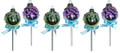 Set of 6 Purple & Green Glass Candy Lollipop Round Ornaments by Kurt Adler 