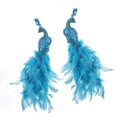 Set of Two 11" Assorted Sparkly Teal Peacock Ornaments by Kurt Adler