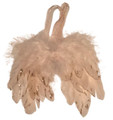 Set of Two Glittery Blush Feather Angel Wings Christmas Ornaments