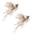 Set of 2 Champagne Glitter Bird Clip On Ornaments by December Diamonds