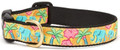 Tropical Elephants Palm Trees & Hibiscus Premium Ribbon Dog Collar by Up Country