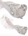 Set of 2 - 11" Pearl & Jeweled White Feathered Bird Christmas Ornaments by Regency International