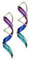 Colorful Ribbon Blue, Teal, Fuchsia Gold Filled Bold Niobium Spiral Earrings