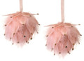 Regency International Set of Two 5" Blush/Pink Colored Feather Ball Ornaments with Jewels
