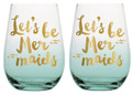 Let's Be Mermaids Stemless Wine Glasses w Gold Lettering