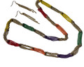 Marleigh Collection - Long Looped Chain Multicolored Necklace with Matching Earrings - Bulk Discounts
