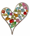 Multicolored Heart Lapel Pin Brooch and Necklace Pendant w Bling Bulk Discounts