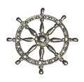 Nautical Silver Ship's Wheel Lapel Pin Brooch - Bulk Discounts