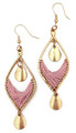 Anju Sachi Collection Mauve Colored Woven Cotton Fiber Marquise Drop Earrings